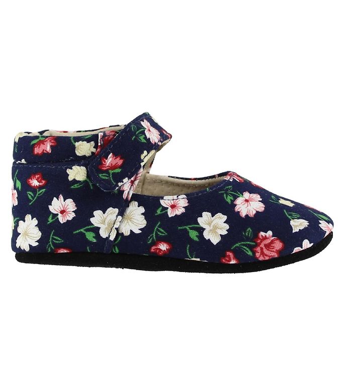 Fuzzies Flora Ballerina Hjemmesko - Navy m. Blomster