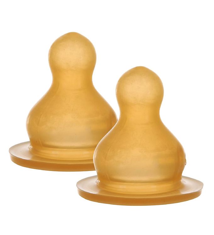 Hevea Baby Bottle Nipples 2-Pack Natural Rubber Slow Flow