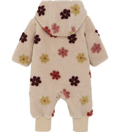 Minymo Fleecedragt - Teddy - Sandshell m. Blomster Minymo Fleecedragt - Teddy - Sandshell m. Blomster