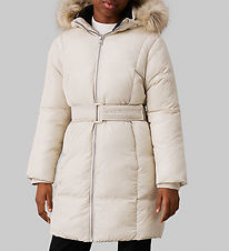 Calvin Klein Dynefrakke - Classic Belted - Pelican Calvin Klein Dynefrakke - Classic Belted - Pelican