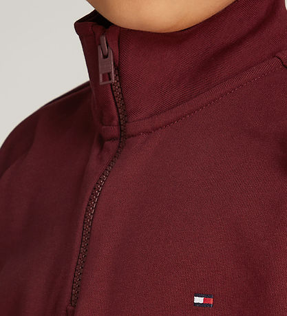 Tommy Hilfiger Sweatshirt - U Essential - Half Zip - Deep Rouge Tommy Hilfiger Sweatshirt - U Essential - Half Zip - Deep Rouge