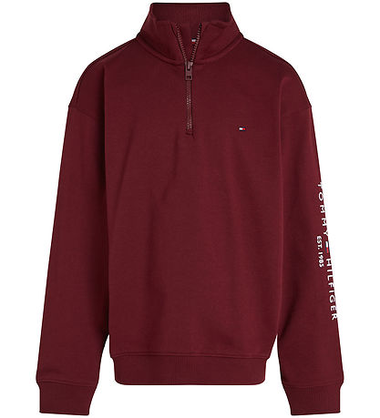 Tommy Hilfiger Sweatshirt - U Essential - Half Zip - Deep Rouge Tommy Hilfiger Sweatshirt - U Essential - Half Zip - Deep Rouge