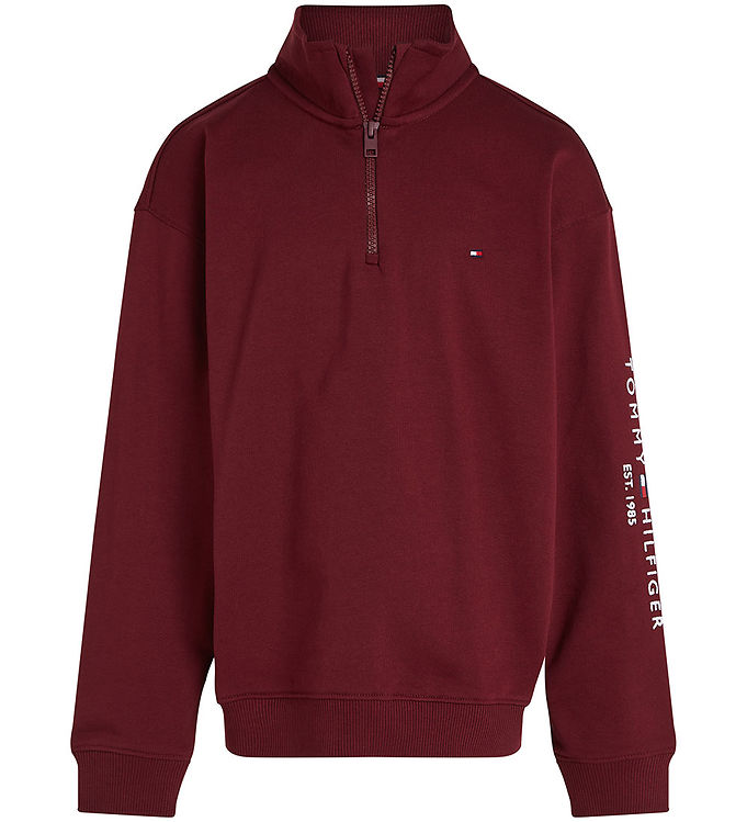 Tommy Hilfiger Sweatshirt - U Essential - Half Zip - Deep Rouge