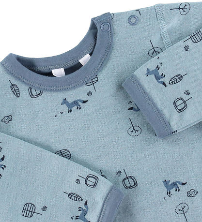 Joha Bluse - Uld/Bomuld - Blå