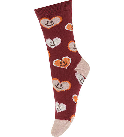 Melton Strømper - Happy hearts - Bordeaux Melton Strømper - Happy hearts - Bordeaux