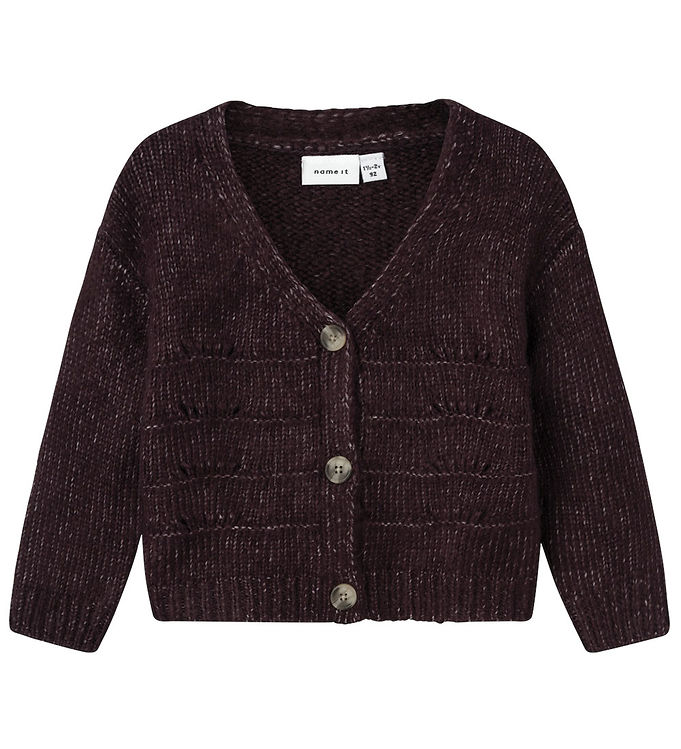 Name It Cardigan - Strik - NmfNetrille - Plum Perfect m. Hulmøns