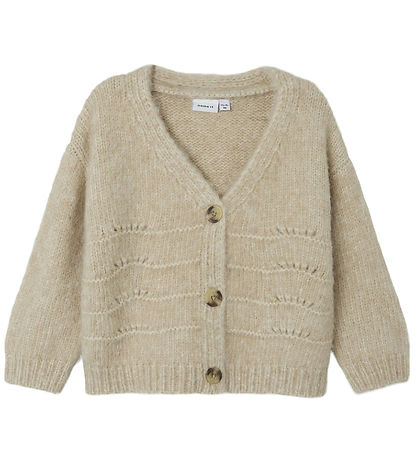Name It Cardigan - Strik - NmfNetrille - Summer Sand m. Hulmønst Name It Cardigan - Strik - NmfNetrille - Summer Sand m. Hulmønst