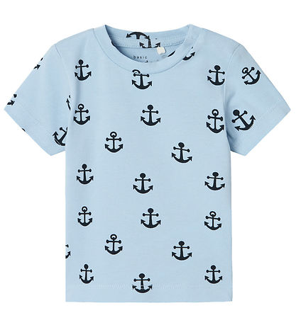 Name It T-shirt - NbmVroels - Chambray Blue m. Ankre Name It T-shirt - NbmVroels - Chambray Blue m. Ankre