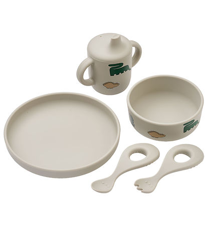 Liewood Spisesæt - Silikone - 4 Dele - Ryle - Dinosaurs/Mist