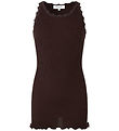 Rosemunde Top - Lang - Silke/Bomuld - Dark Espresso m. Blonder