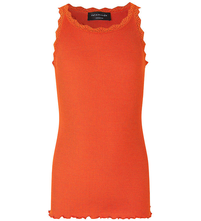 Rosemunde Top - Lang - Silke/Bomuld - Cherry Tomato m. Blonder