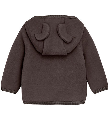 Huttelihut Cardigan - Uldfleece - Raisin m. Ører Huttelihut Cardigan - Uldfleece - Raisin m. Ører
