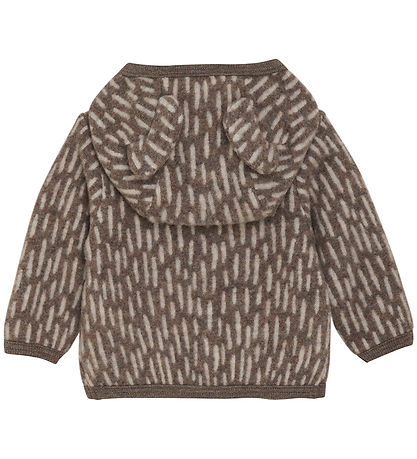 Huttelihut Cardigan - Uldfleece - Morel m. Ører Huttelihut Cardigan - Uldfleece - Morel m. Ører