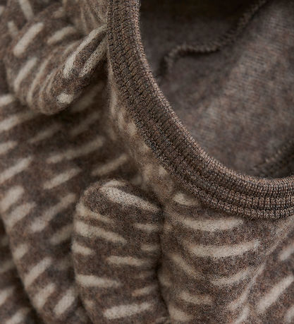 Huttelihut Cardigan - Uldfleece - Morel m. Ører Huttelihut Cardigan - Uldfleece - Morel m. Ører