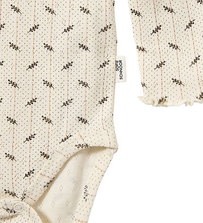 Sofie Schnoor Body l/æ - Dicte - Antique White m. Print/Hulmønst Sofie Schnoor Body l/æ - Dicte - Antique White m. Print/Hulmønst