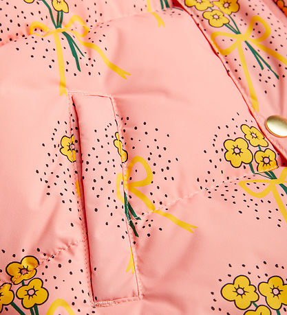 Mini Rodini Dynejakke - City - Winter Flowers Aop - Pink