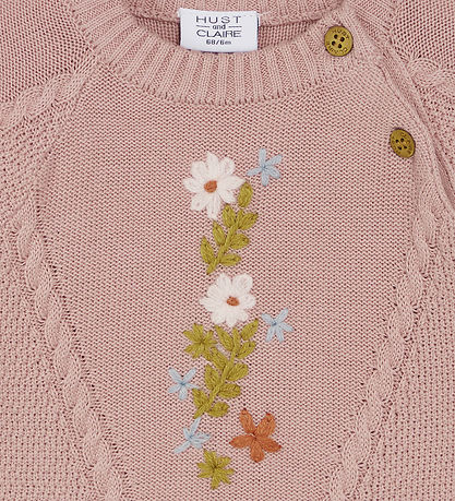 Hust and Claire Bluse - Strik - Panya - Dusty Rose m. Blomster Hust and Claire Bluse - Strik - Panya - Dusty Rose m. Blomster