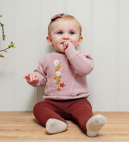 Hust and Claire Bluse - Strik - Panya - Dusty Rose m. Blomster Hust and Claire Bluse - Strik - Panya - Dusty Rose m. Blomster