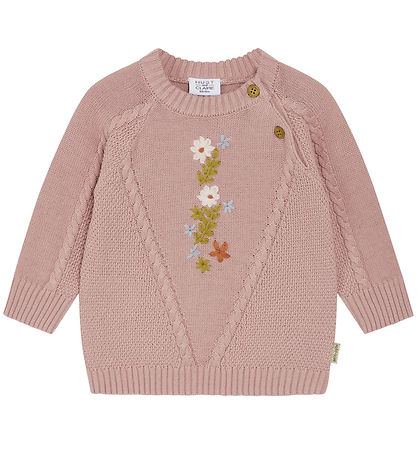 Hust and Claire Bluse - Strik - Panya - Dusty Rose m. Blomster Hust and Claire Bluse - Strik - Panya - Dusty Rose m. Blomster