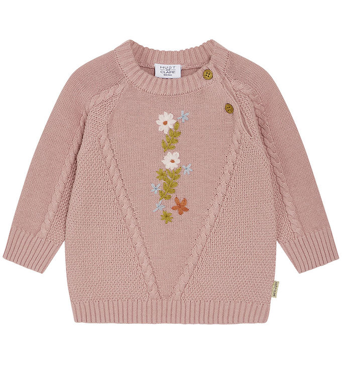 Hust and Claire Bluse - Strik - Panya - Dusty Rose m. Blomster