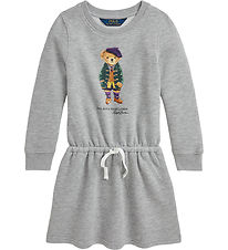 Polo Ralph Lauren Sweatkjole - Gråmeleret m. Bamse Polo Ralph Lauren Sweatkjole - Gråmeleret m. Bamse