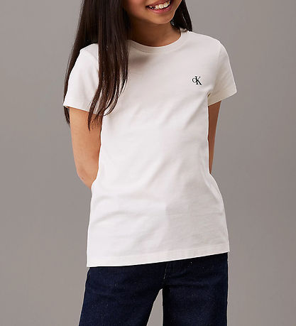 Calvin Klein T-shirts - 2-pak - Hvid/Sort m. Striber Calvin Klein T-shirts - 2-pak - Hvid/Sort m. Striber