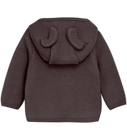 Huttelihut Cardigan - Uldfleece - Raisin m. Ører Huttelihut Cardigan - Uldfleece - Raisin m. Ører