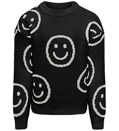 Kids Only Bluse - Strik - KogHappie - Black/Cloud Dancer Happy S Kids Only Bluse - Strik - KogHappie - Black/Cloud Dancer Happy S