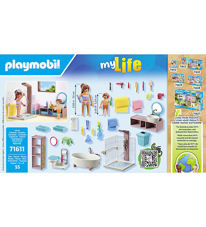 Playmobil My Life - Badeværelse - 71611 - 55 Dele Playmobil My Life - Badeværelse - 71611 - 55 Dele