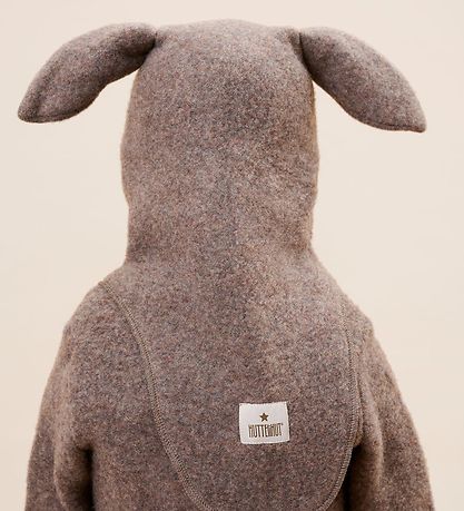 Huttelihut Elefanthue - Uldfleece - 1-lags - Brown Melange m. Ør Huttelihut Elefanthue - Uldfleece - 1-lags - Brown Melange m. Ør