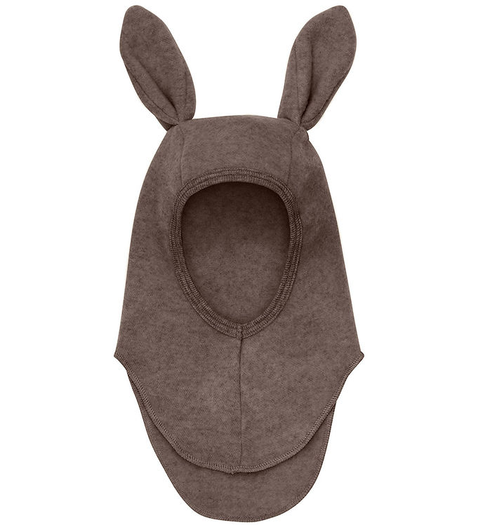 Huttelihut Elefanthue - Uldfleece - 1-lags - Brown Melange m. Ør billede