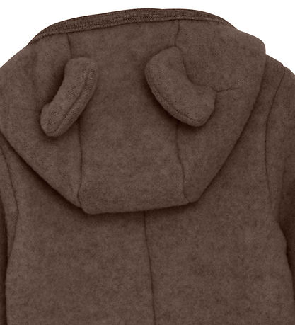 Huttelihut Køredragt - Uldfleece - Brown Melange m. Ører