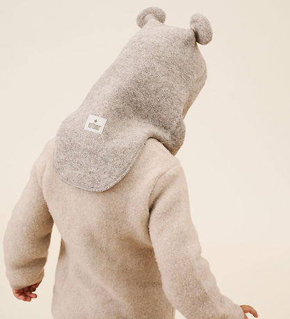 Huttelihut Cardigan - Uldfleece - Camel Melange m. Ører