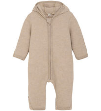 Huttelihut Køredragt - Uldfleece - Camel Melange m. Ører Huttelihut Køredragt - Uldfleece - Camel Melange m. Ører