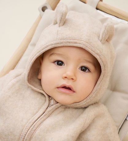 Huttelihut Køredragt - Uldfleece - Camel Melange m. Ører Huttelihut Køredragt - Uldfleece - Camel Melange m. Ører