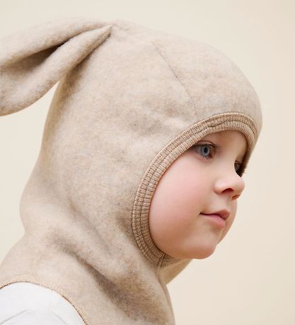 Huttelihut Elefanthue - Uldfleece - 1-lags - Camel Melange m. Ør