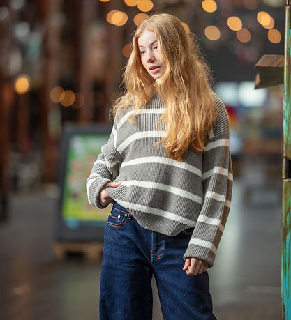 Hound Bluse - Strik - Stripe Knit - Grey