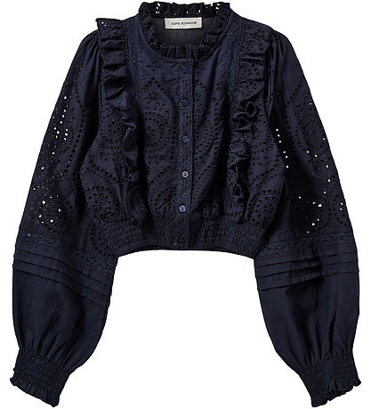 Sofie Schnoor Bluse - Dark Blue m. Hulmønster Sofie Schnoor Bluse - Dark Blue m. Hulmønster