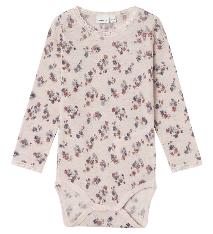 Name It Body l/æ - Uld - Noos - NmfWang - Lilac Ash m. Hulmønste