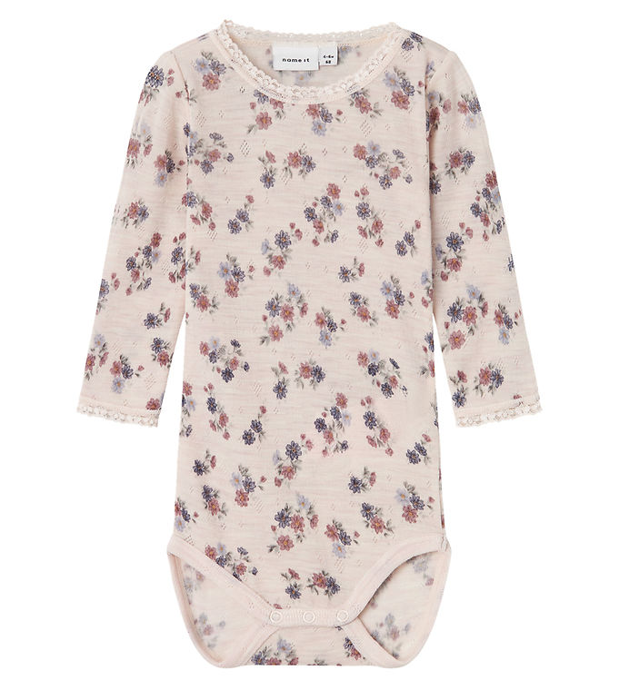 Name It Body l/æ - Uld - Noos - NbfWang - Lilac Ash m. Hulmønste