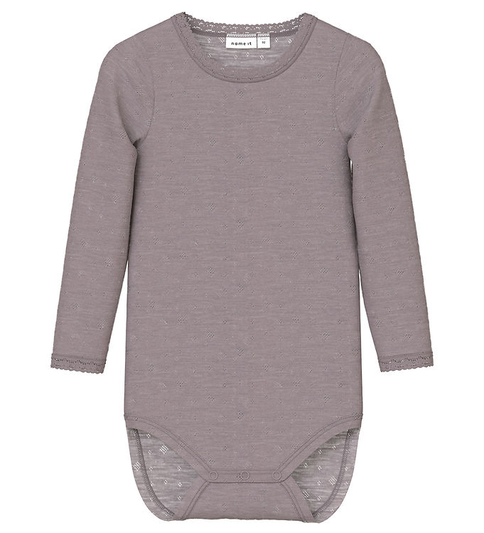Name It Body l/æ - Uld - Noos - NmfWang - Purple Dove m. Hulmøns