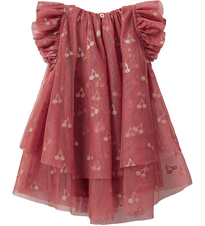 Sofie Schnoor Kjole - Coral Pink m. Kirsebær/Glimmer Sofie Schnoor Kjole - Coral Pink m. Kirsebær/Glimmer