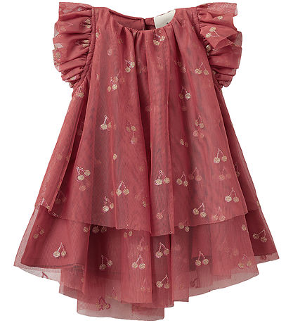 Sofie Schnoor Kjole - Coral Pink m. Kirsebær/Glimmer Sofie Schnoor Kjole - Coral Pink m. Kirsebær/Glimmer