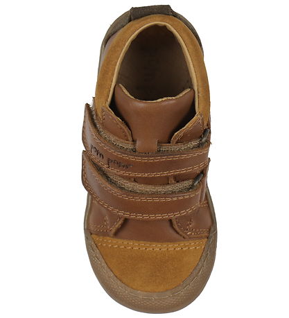 Pom Pom Sko - Sneaker Velcro - Dark Camel