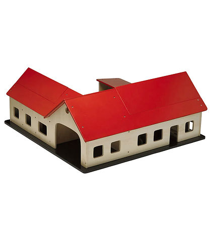 Krea Bondegård - Træ - 60x60 cm - Natur/Rød Krea Bondegård - Træ - 60x60 cm - Natur/Rød