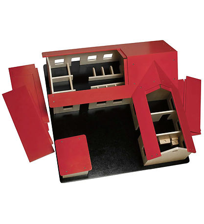 Krea Bondegård - Træ - 60x60 cm - Natur/Rød