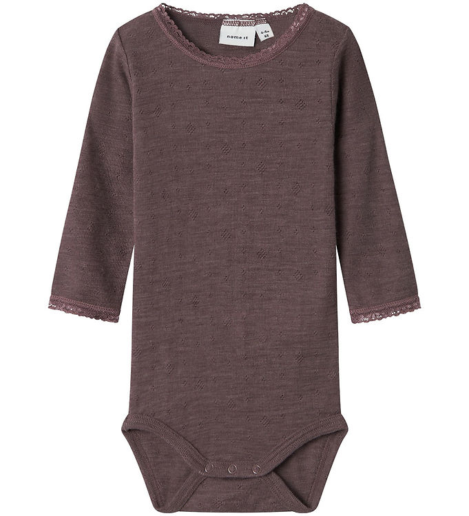 Name It Body l/æ - Uld - Noos - NbfWang - Sparrow m. Hulmønster