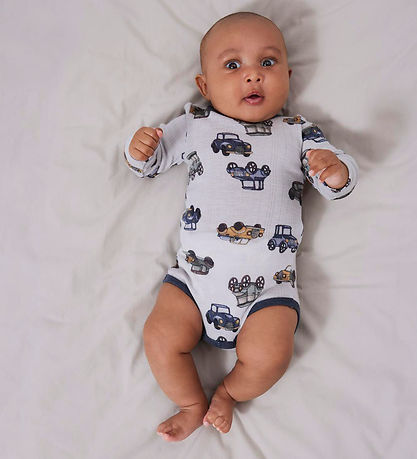 Name It Romper L/æ - Wol - Noos - NbmWang - Grey Dawn m. Auto's