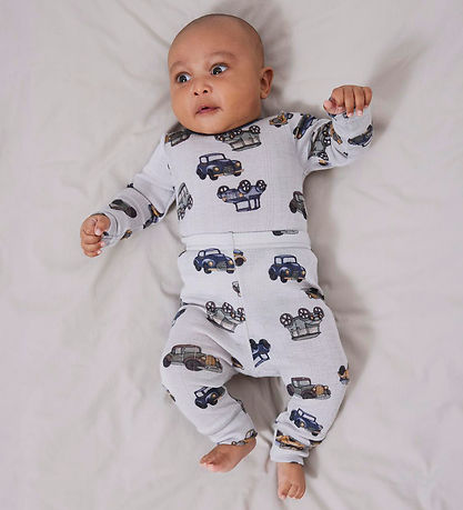 Name It Romper L/æ - Wol - Noos - NbmWang - Grey Dawn m. Auto's