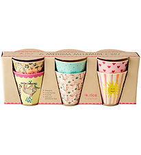 Rice Kopper - Melamin - 6 stk. - 250 ml - Pink/Funky Prints Rice Kopper - Melamin - 6 stk. - 250 ml - Pink/Funky Prints
